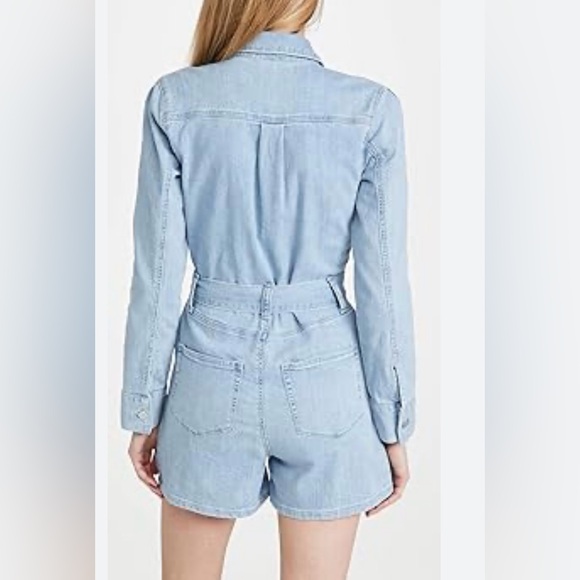 PAIGE Women's Jemma Puff Sleeve Denim Romper Size 0 🦋🦋🦋 - Picture 3 of 10